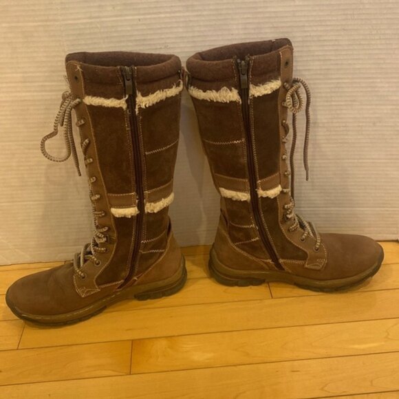 BANFF TRAIL Brown Suede like lace up side zipper water resistant - Picture 2 of 16